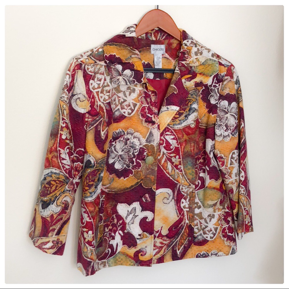 ❤️Stunning Chico’s 3/4 sleeve jacket, cute collar - Picture 3 of 8